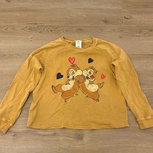 Chip and Dale Disney Sweatshirt Top Mustard Yellow small